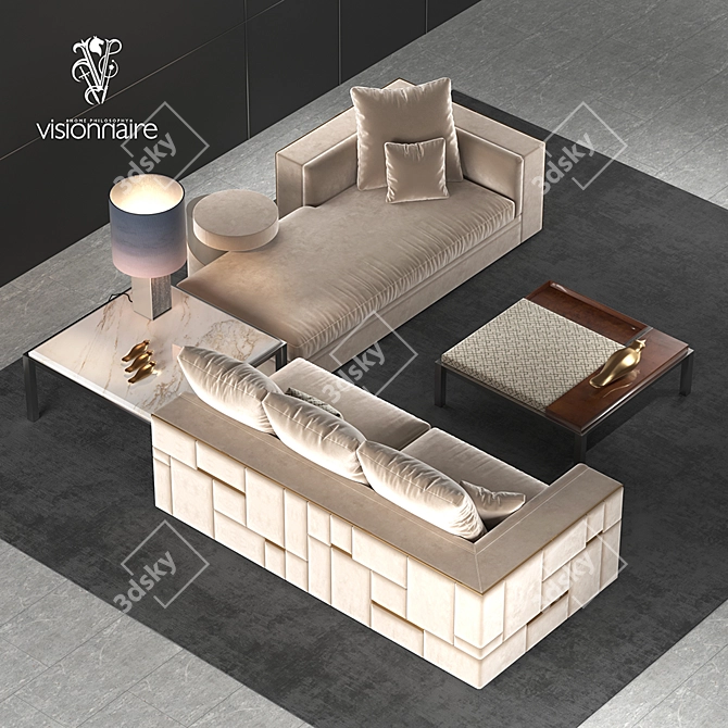 Luxury Babylon Sofa Set 3D model image 1