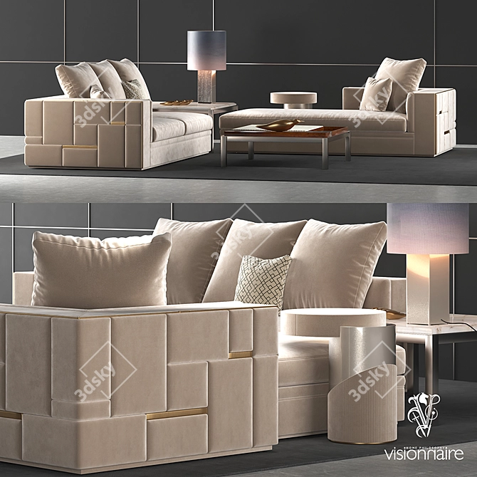 Luxury Babylon Sofa Set 3D model image 2