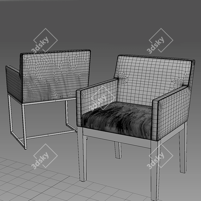 Emery Leather Armchair in Track Arm Design 3D model image 2