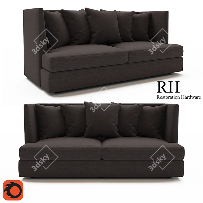 Elegant Milo Baughman 1038 Leather Sofa 3D model image 1