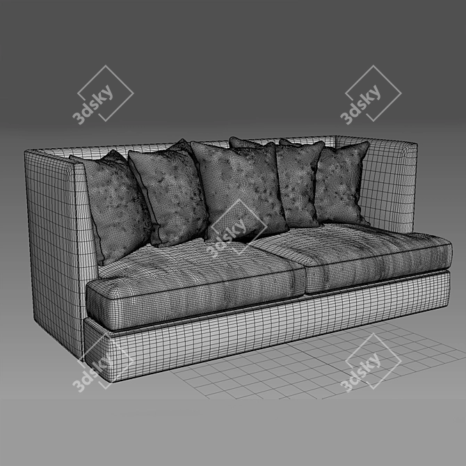 Elegant Milo Baughman 1038 Leather Sofa 3D model image 2