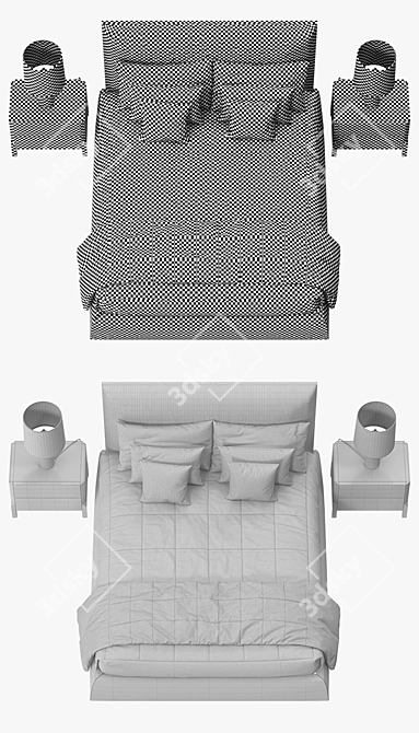 Trussardi Band Bed: Ultimate Elegance & Comfort 3D model image 3