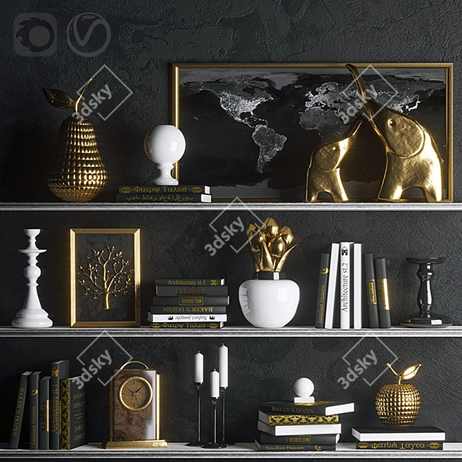 Elegant Golden Decor 3D model image 1