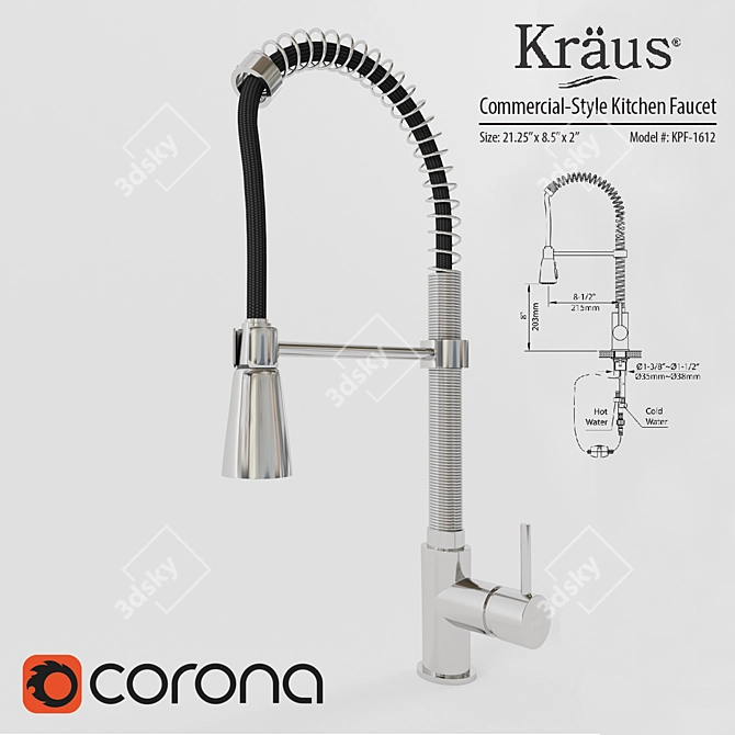 KRAUS KPF-1612: Modern Single Lever Kitchen Faucet 3D model image 1