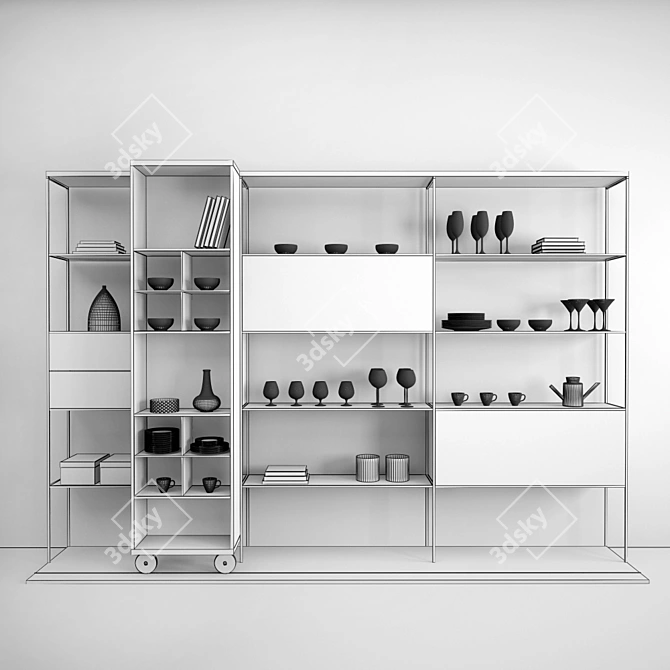 Literatura Open Kitchen Shelf 3D model image 2