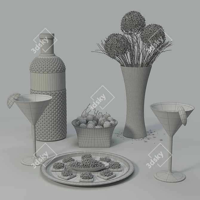 Deluxe Vodka Set: Allium Flowers, Cherries & Caviar 3D model image 3