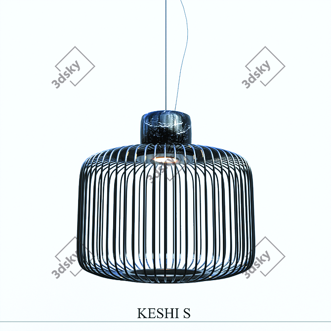 Elegant Stoneware Suspension Lamp 3D model image 1