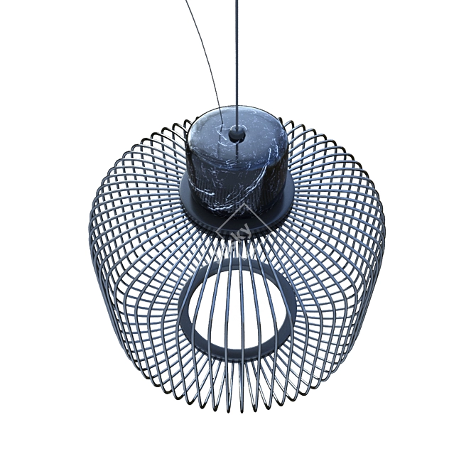 Elegant Stoneware Suspension Lamp 3D model image 2