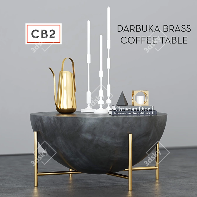 Darbuka Brass Coffee Table - Stylish, Functional, and Timeless 3D model image 1