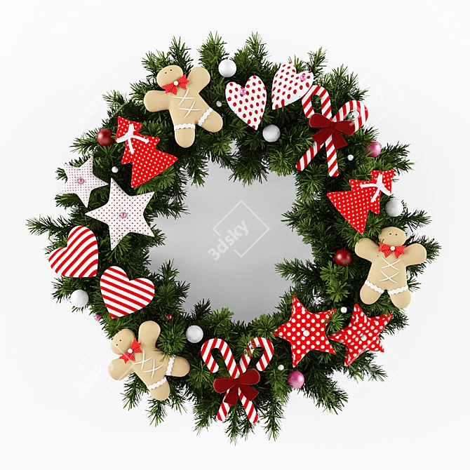 Festive Toy Christmas Wreath 3D model image 1