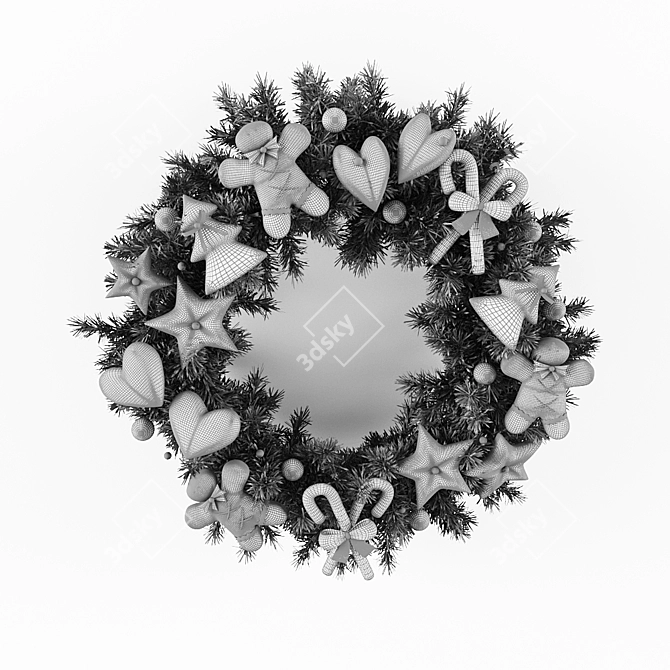 Festive Toy Christmas Wreath 3D model image 2