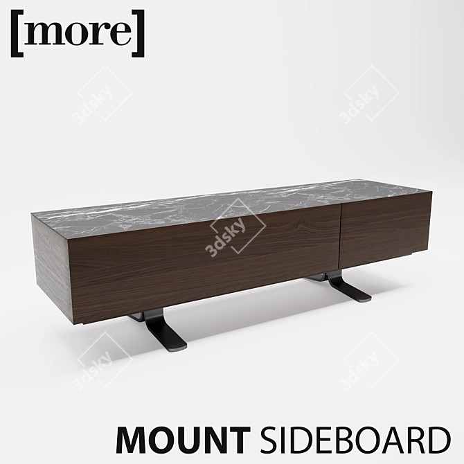 Modern Matte Grey Mount Sideboard 3D model image 1
