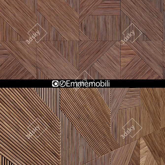 Emmemobili Walnut Wood Paneling: Elegant Stripes Design 3D model image 1