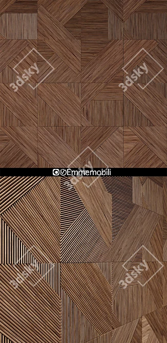 Emmemobili Walnut Wood Paneling: Elegant Stripes Design 3D model image 2