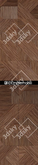 Emmemobili Walnut Wood Paneling: Elegant Stripes Design 3D model image 3