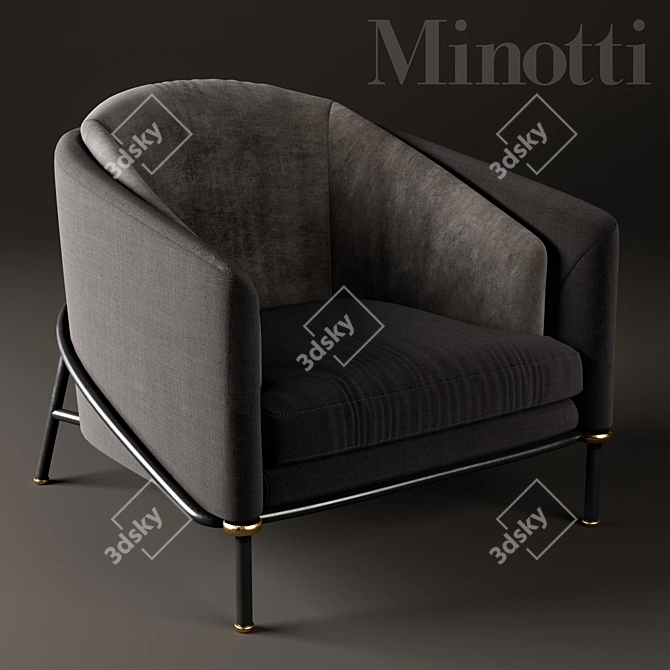 Minotti Fil Noir Black Armchair 3D model image 2