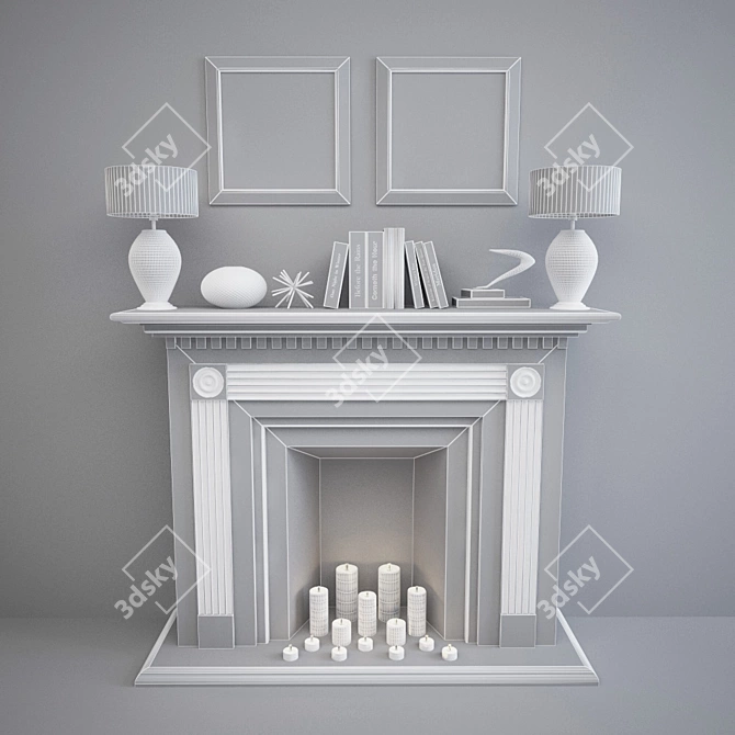 Decorative Fireplace Set 3D model image 2