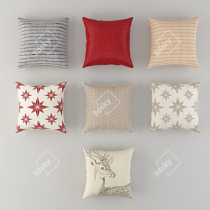 H&M Home New Year Pillow Set - 7 Decorative Pillows 3D model image 2