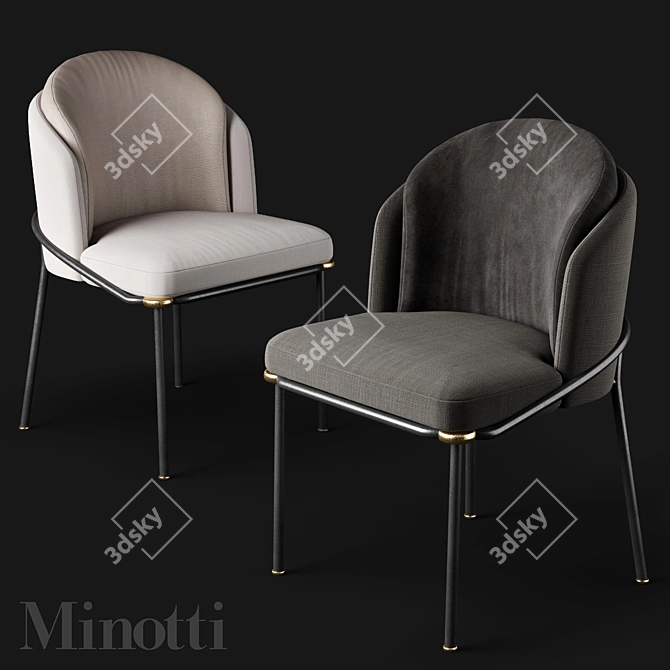 Luxurious Minotti Fil Noir Dining Chairs 3D model image 1