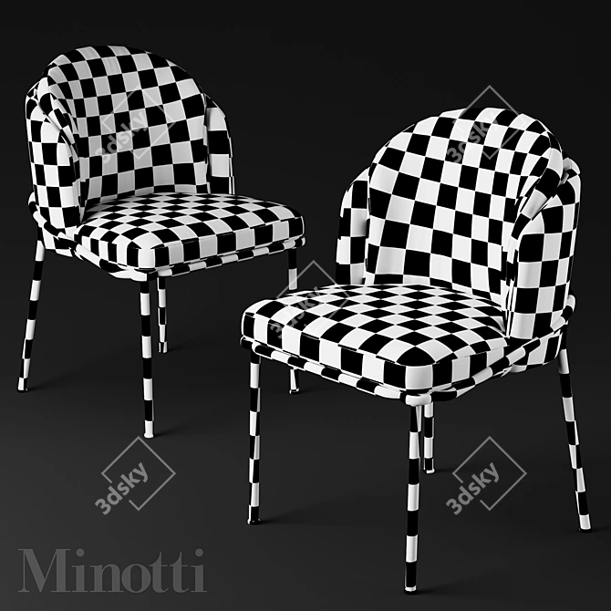 Luxurious Minotti Fil Noir Dining Chairs 3D model image 2