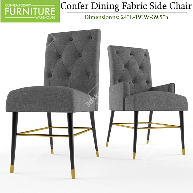 Elegant Confer Dining Fabric Chair 3D model image 1