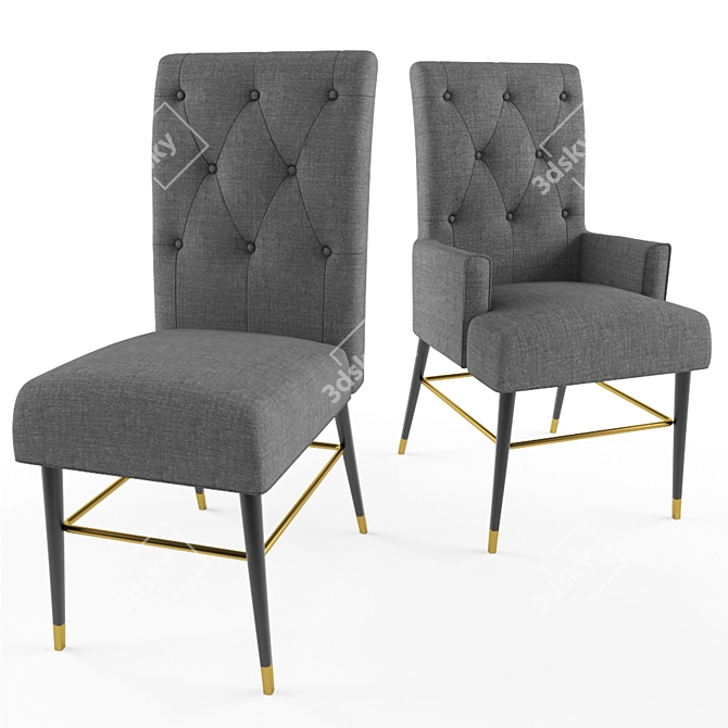 Elegant Confer Dining Fabric Chair 3D model image 2