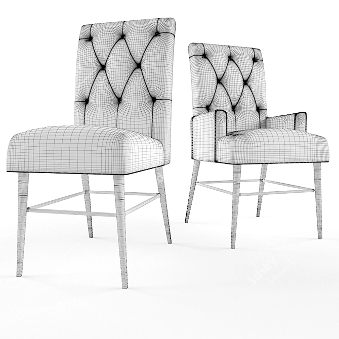 Elegant Confer Dining Fabric Chair 3D model image 3