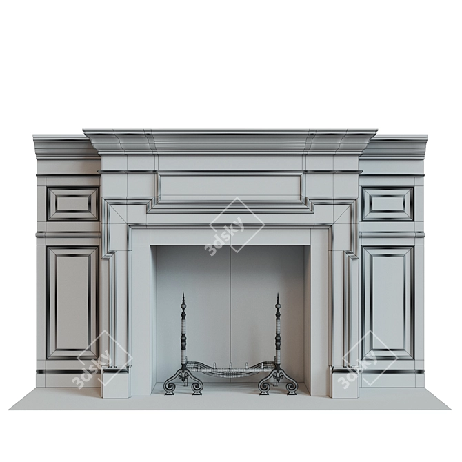 Modern Wooden Fireplace with Panels 3D model image 2