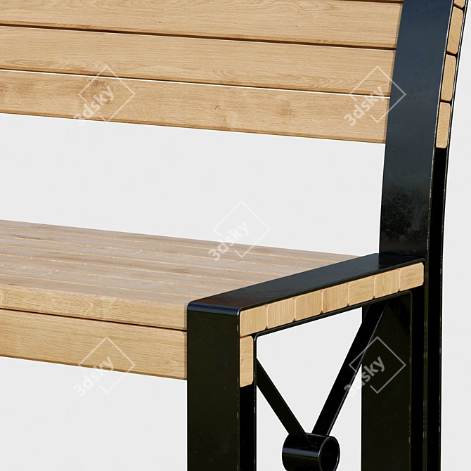 Title: Sleek Steel Bench - "Sofia 3D model image 3