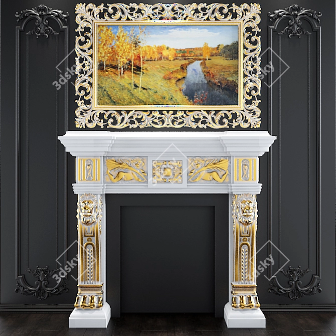 Baroque Classic Fireplace 3D model image 1