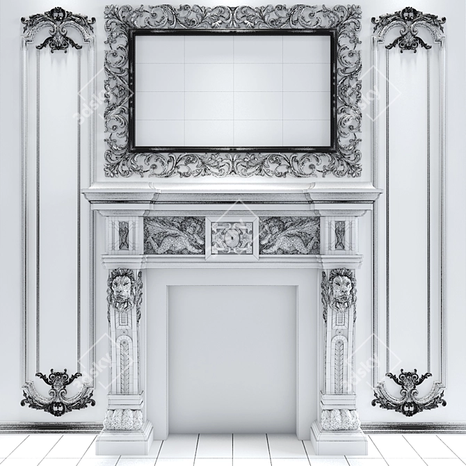 Baroque Classic Fireplace 3D model image 2