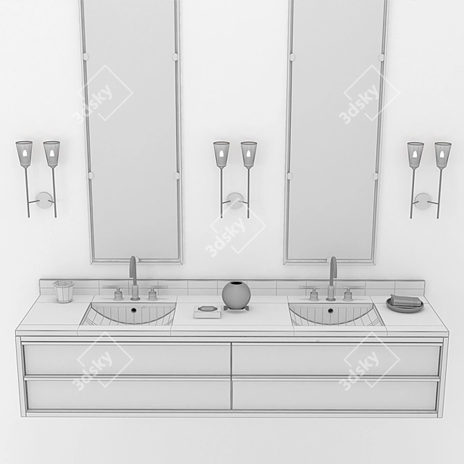 Spacious Bezier Floating Vanity 3D model image 3