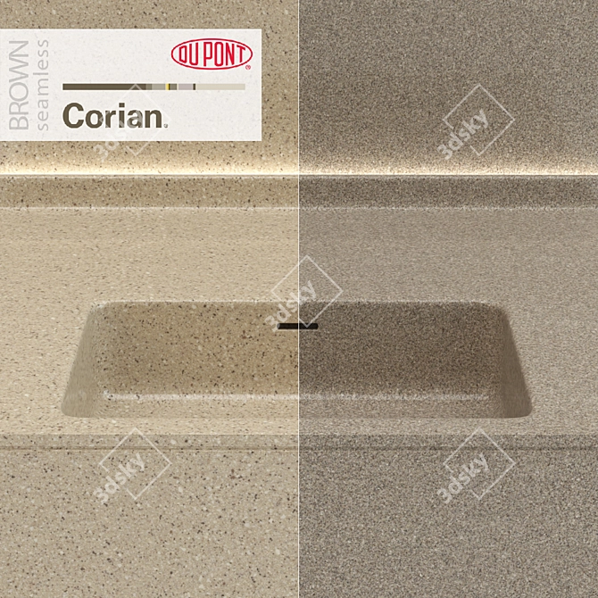 Dupont Corian Brown Kitchen Countertops 3D model image 2