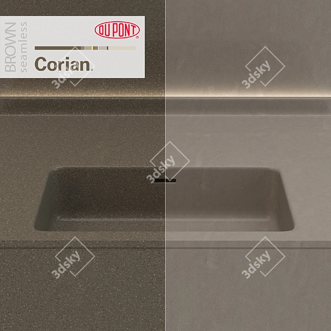 Brown Corian Kitchen Countertops 3D model image 2