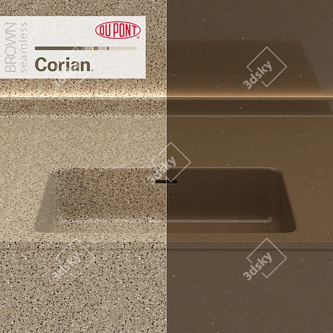 Brown Corian Kitchen Countertops 3D model image 3