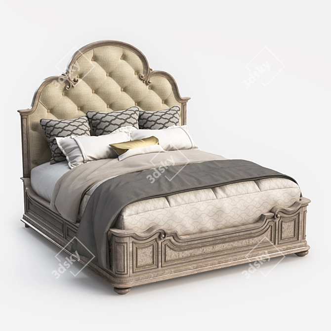 Grand Palais King Panel Bed 3D model image 1