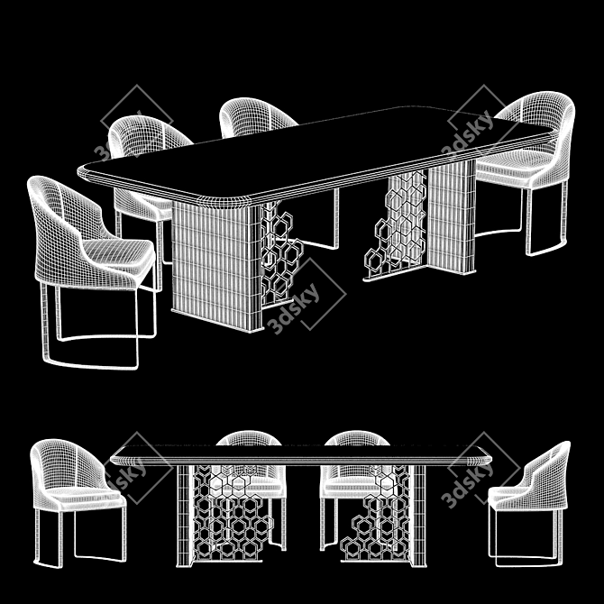 Elegant Excelsior Table Set 3D model image 2