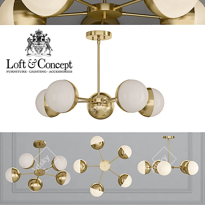 Copper Loft Chandelier 5-Light 3D model image 1