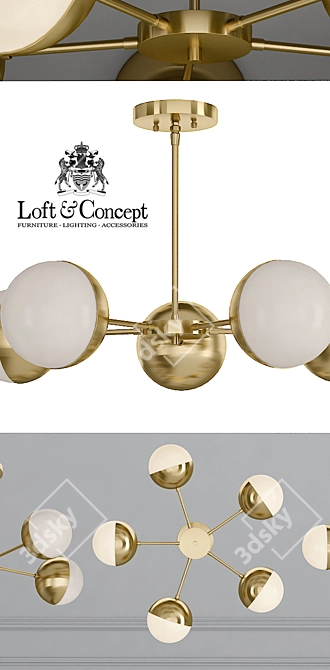 Copper Loft Chandelier 5-Light 3D model image 2