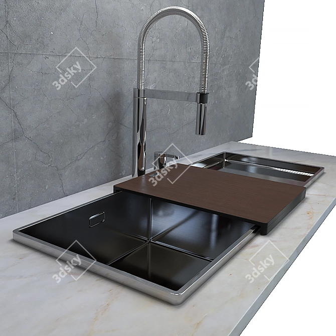 Blanco Attika XL60 Stainless Steel Sink & Culina-s Duo Mixer 3D model image 1