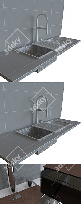 Blanco Attika XL60 Stainless Steel Sink & Culina-s Duo Mixer 3D model image 3