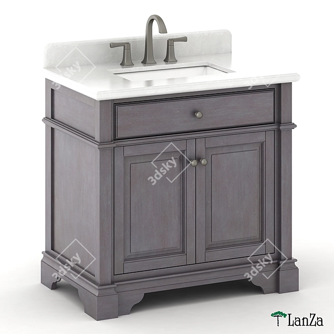 Elegant 30" Wood Vanity with Alpine Mist 3D model image 1