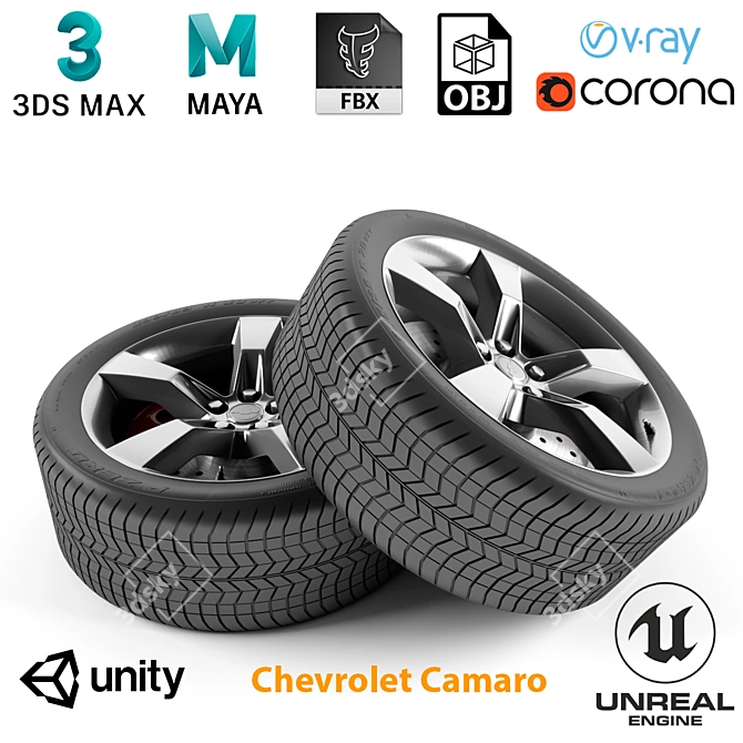 Chevrolet Camaro Wheel: Sleek and Stylish Upgrade 3D model image 1