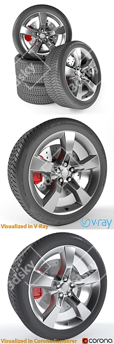 Chevrolet Camaro Wheel: Sleek and Stylish Upgrade 3D model image 2