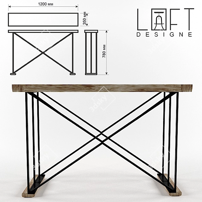 Industrial Chic Console -215 Model 3D model image 2