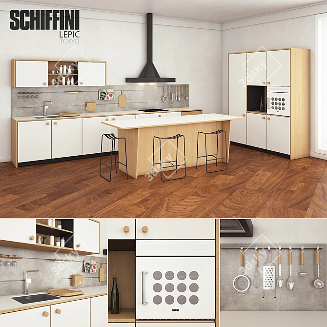 Sophisticated SCHIFFINI Lepic Kitchen 3D model image 1
