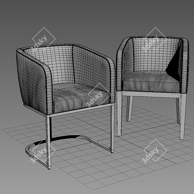 Morgan Leather Barrelback Armchair 3D model image 3