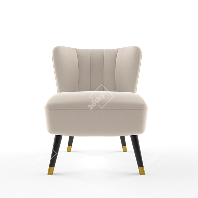 Mid Century Grey Wool Arizona Cocktail Chair 3D model image 2