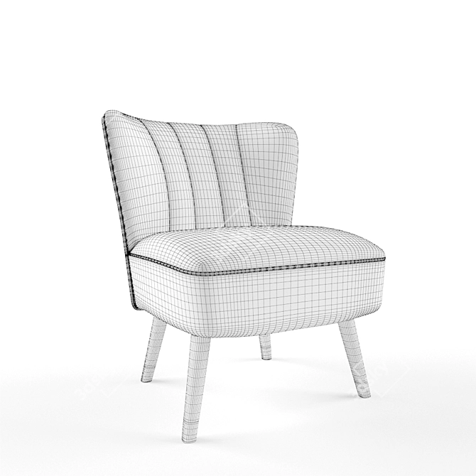 Mid Century Grey Wool Arizona Cocktail Chair 3D model image 3