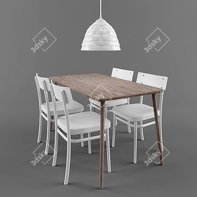 Modern Scandinavian Lamp and Table Set 3D model image 1